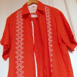 Bohio Men's 100% Linen Shirt , Size XL, color: Carrot